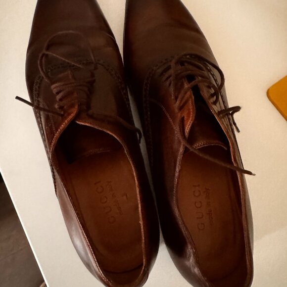 Gucci Men’s Brown Leather Dress Shoes – Size 9.5 – Made in Italy - Picture 1 of 7